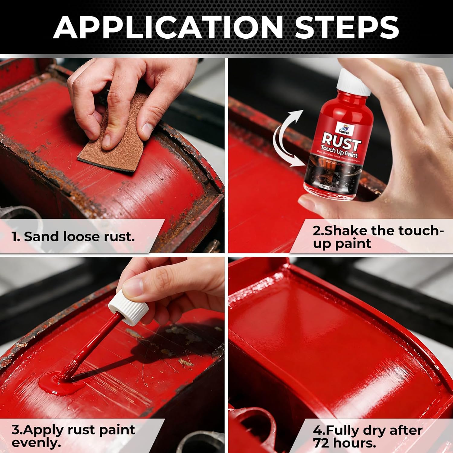 Rust Red Touch Up Paint, Multi Surface Acrylic Red Touch Up Paint Pen Scratch Repair for Rust Metal,Walls,Cabinets,Appliances,Wood,Door,Furniture,Enamel, High Temperature Heat Resistant, 1.5 Fl Oz