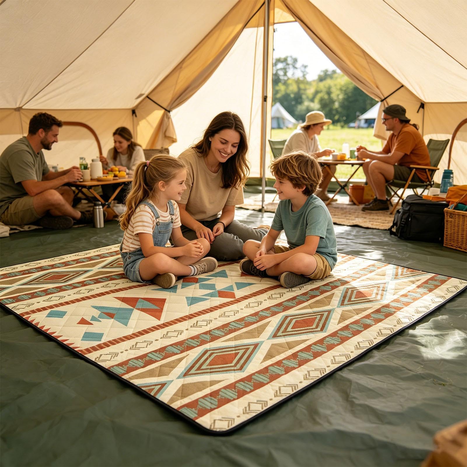 Couverture Pique-Nique Étanche 200x200cm, Tapis Pliable Pour Extérieur