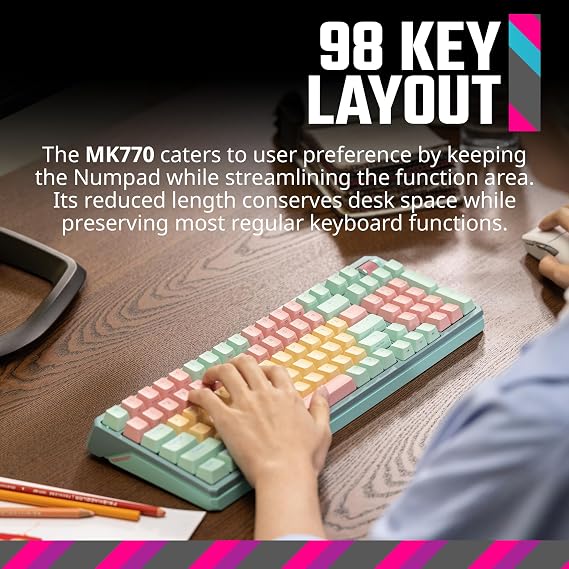 Cooler Master MK770 Macaron Wireless Mechanical RGB Gaming Keyboard Kailh Box V2 Click White Switch Gasket Construction Hot Swap Support Bluetooth|2.4GHz Tactile 3-Way Dial QWERTY MK-770-MCKW1-US