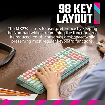 Cooler Master MK770 Macaron Wireless Mechanical RGB Gaming Keyboard Kailh Box V2 Click White Switch Gasket Construction Hot Swap Support Bluetooth|2.4GHz Tactile 3-Way Dial QWERTY MK-770-MCKW1-US