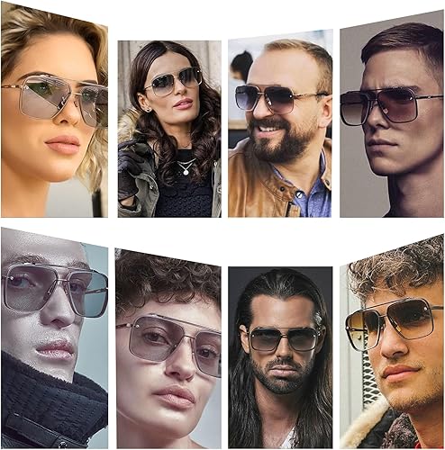 Miniatura 2 de Aviator Sunglasses for Women Men Retro Double Bridge Square Metal Frame Twin Beams Mirrored Shades