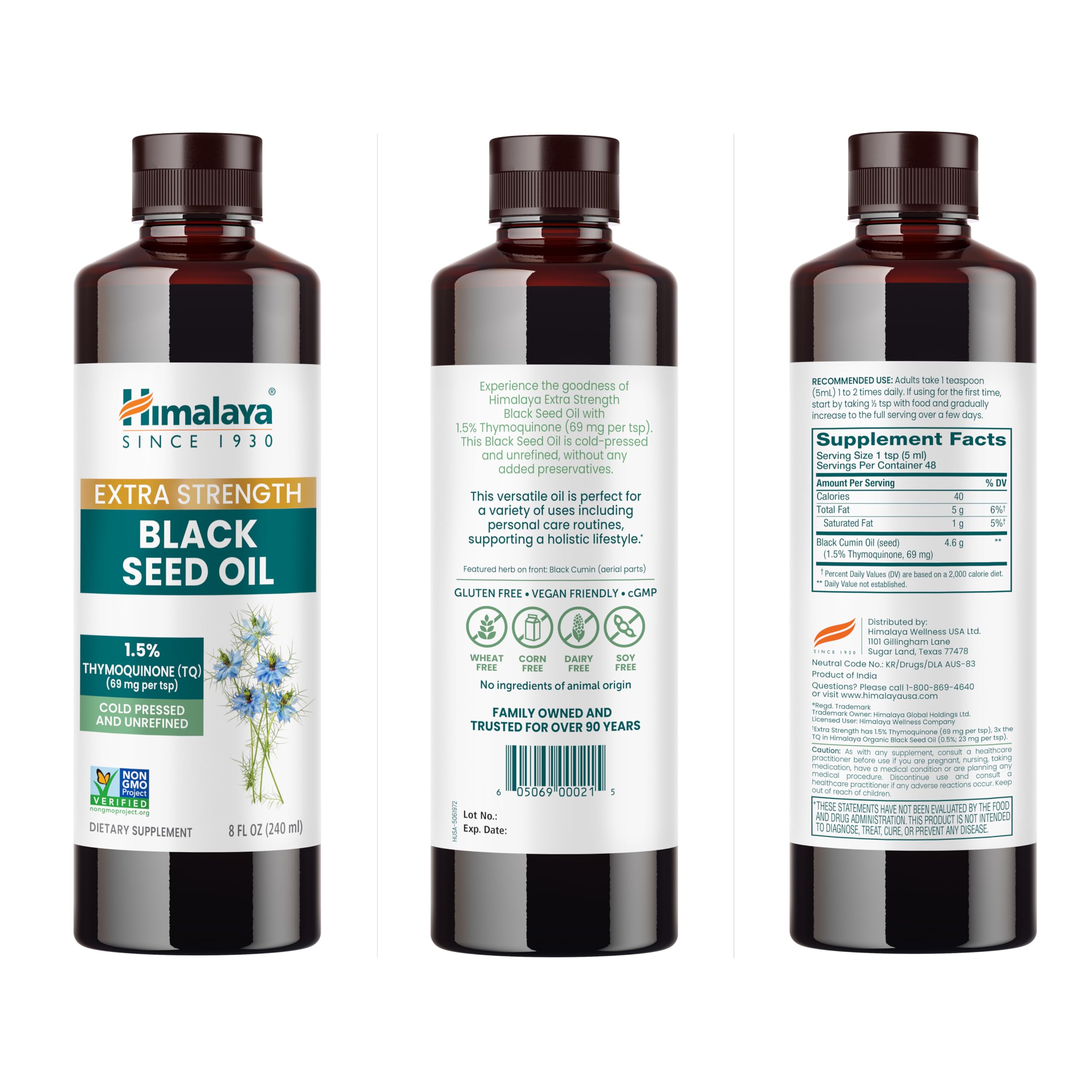Himalaya Extra Strength Black Seed Oil, Cold-Pressed & Unrefined, 1.5% Thymoquinone (69 mg per TSP), 8 oz — Amazon image 7