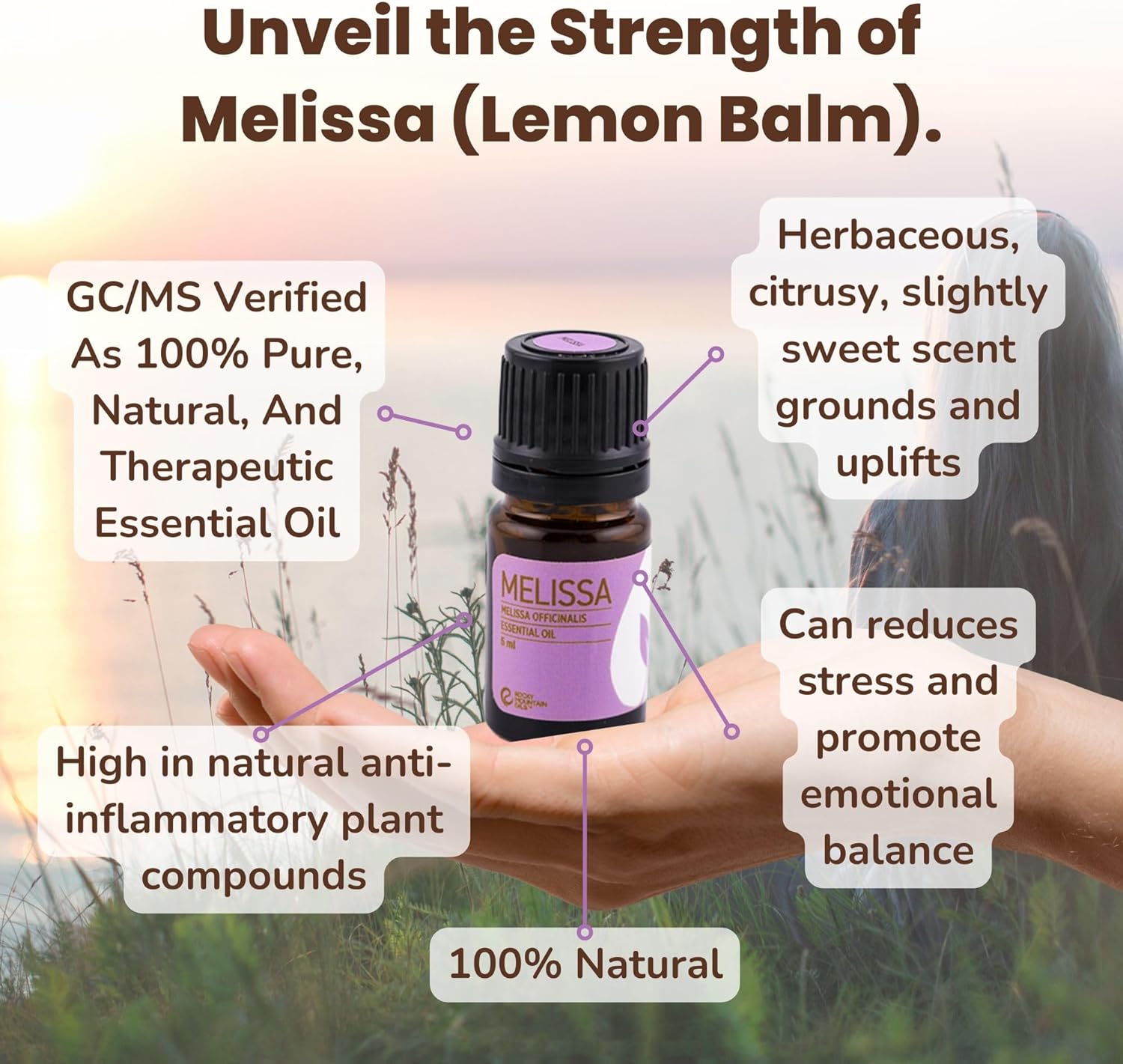 Rocky Mountain Oils Melissa Essential Oil - 5ml| Organic, Pure Aroma Essential Oils for Diffuser, Skincare & Calming Aromatherapy, Therapeutic Grade Essential Oils