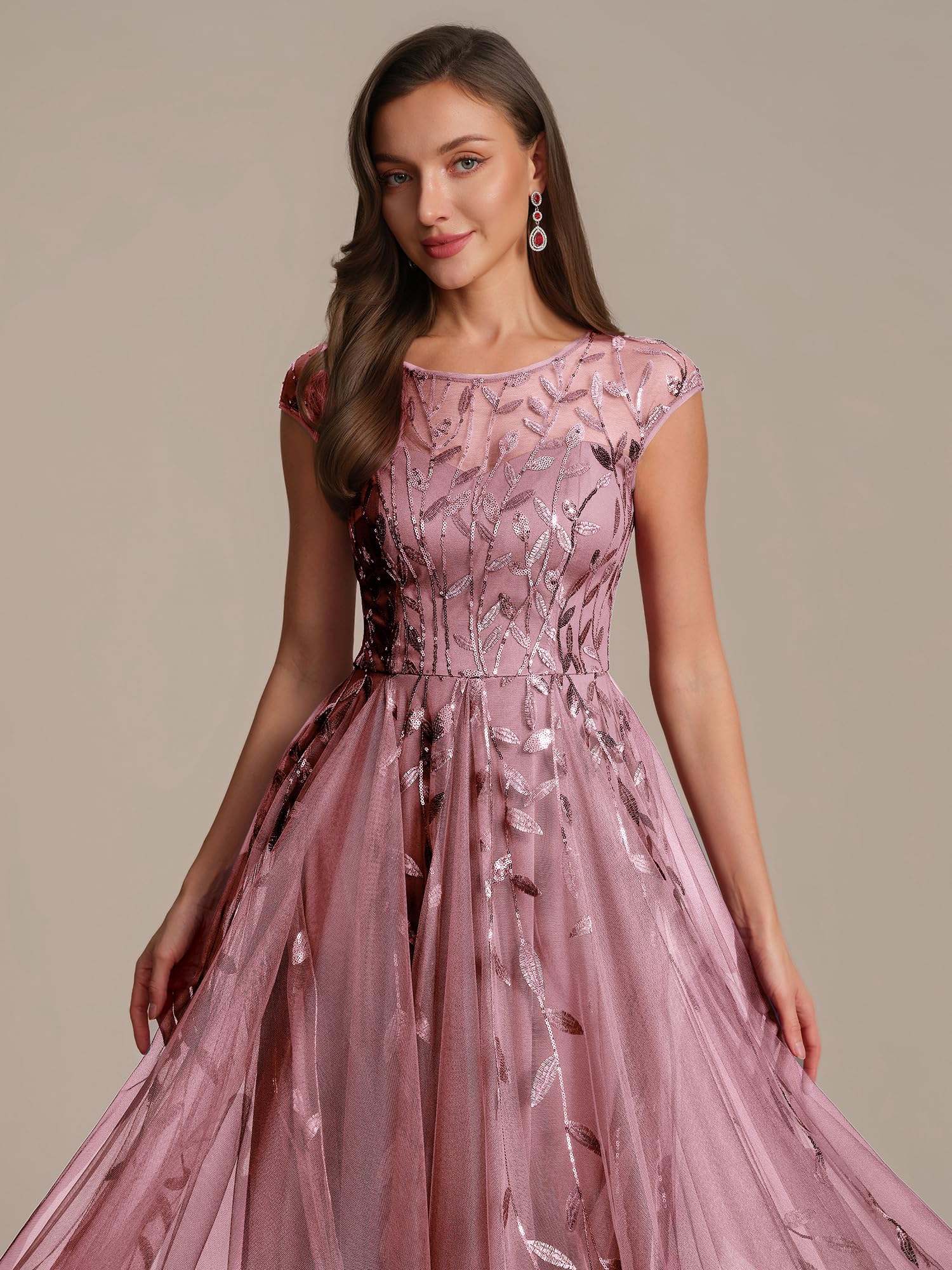 Ever-Pretty Kleid Hochzeitsgast Damen Midi Rundhalsausschnitt EG02778