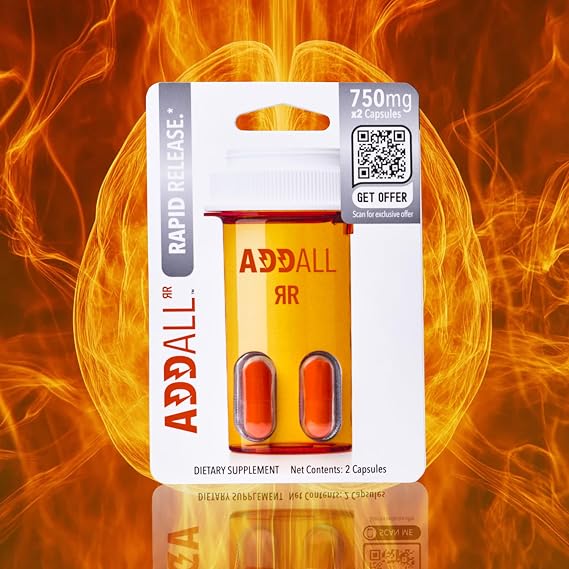 Addall Rapid Release Supplement (5 Pack) #1 Effective Alternative Brain Supplement Substitute Pills Nootropic & Energy | No Crash | Science Backed Formula |10 Capsules