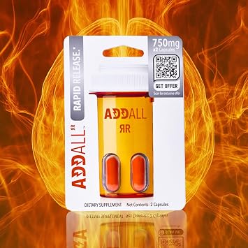 Addall Rapid Release Supplement (5 Pack) #1 Effective Alternative Brain Supplement Substitute Pills Nootropic & Energy | No Crash | Science Backed Formula |10 Capsules