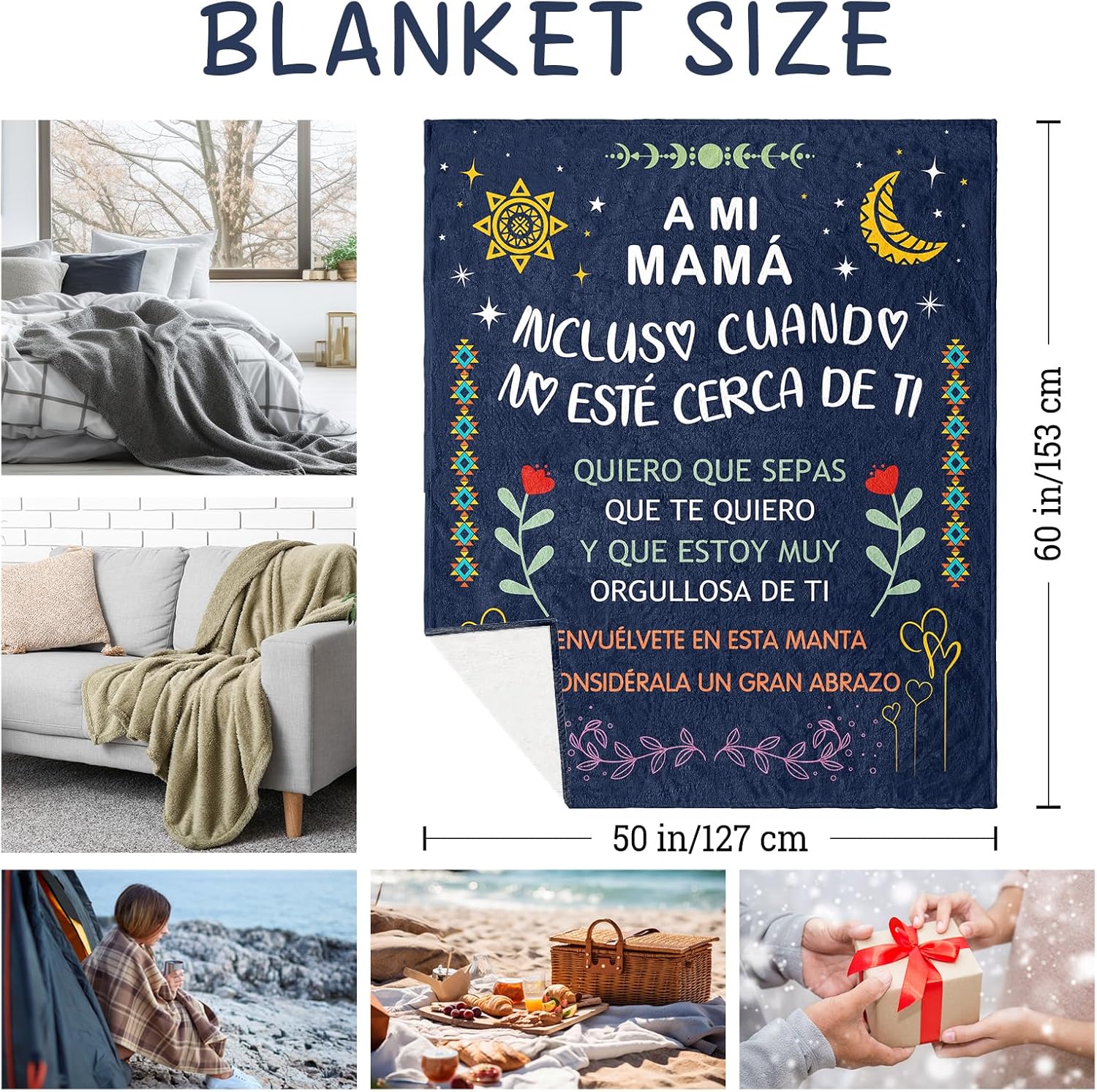 Regalo para Mi Mamá, for Mom Blanket 60x50in, Regalo para Mamá Dia De Las Madres, Moms Birthday Gifts, Mom Gifts in Spanish, Regalos De Aniversario/San Valentin/Navidad Mama - Image 7