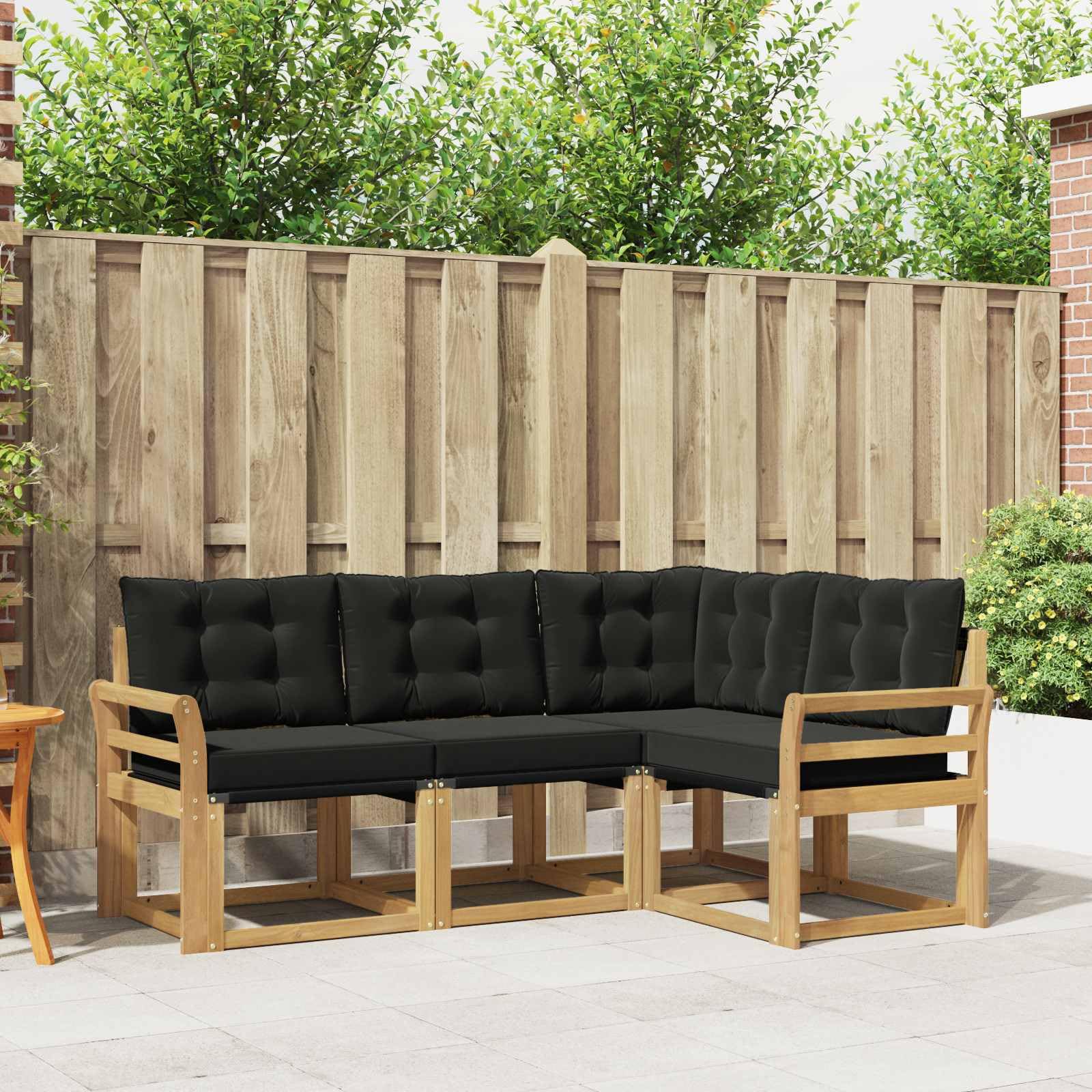 Canapé modulaire d'extérieur en acacia massif laqué au design haut de gamme