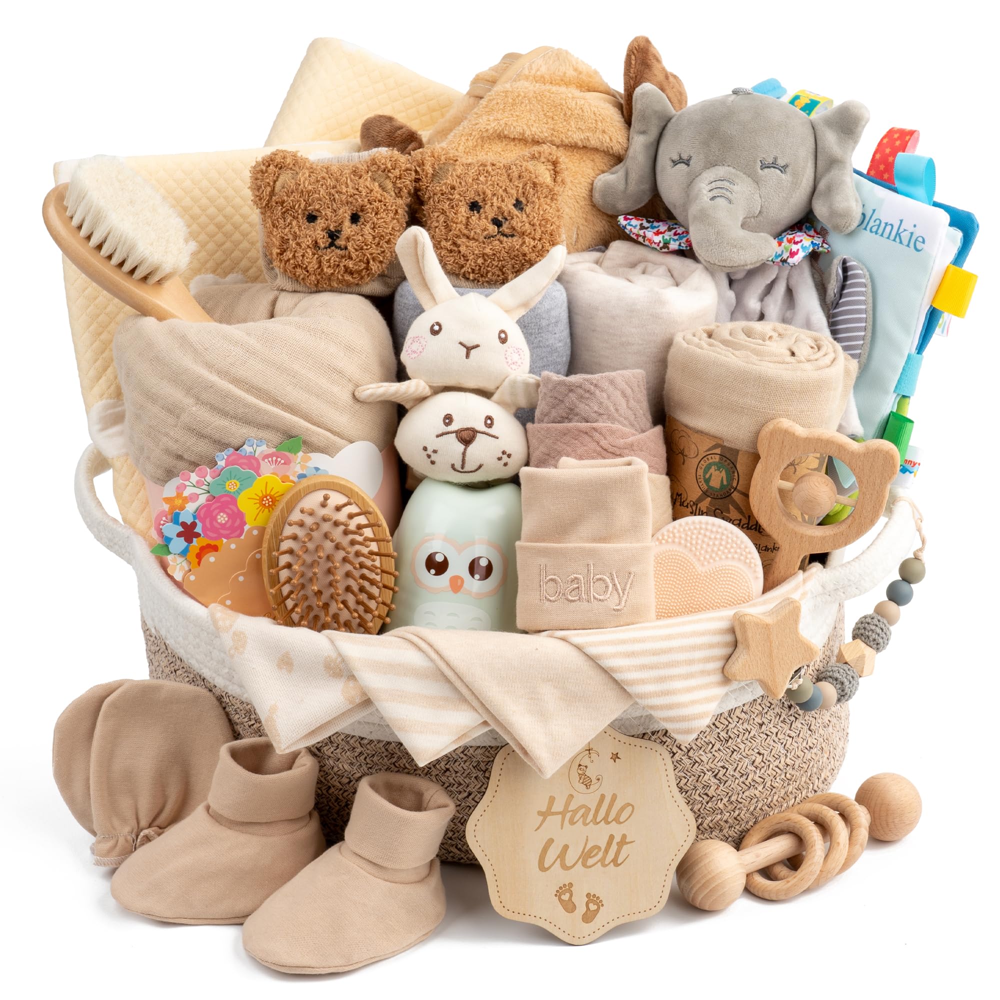 Baby Geschenk 30-teilig, Neugeborenen Geschenk, Baby Set zur Geburt (Braun)