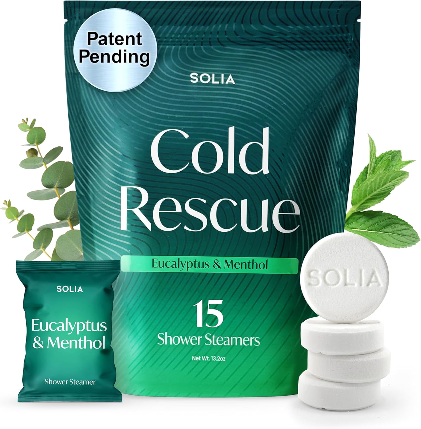 Solia Shower Steamers Eucalyptus and Menthol 15-Pack - Patent-Pending - Real Essential Oil Eucalyptus Shower Bombs Gift Set, Menthol Tablets, Spa Steamers Aromatherapy Selfcare Bath Gifts for Women