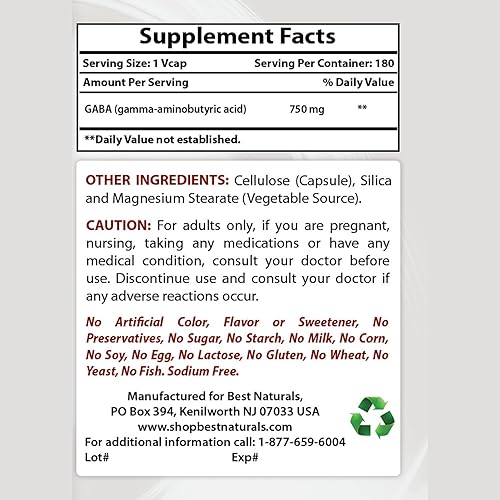 Miniatura 2 de Best Naturals Suplemento de glicina 1000 mg y suplemento GABA 2,460.6 ft