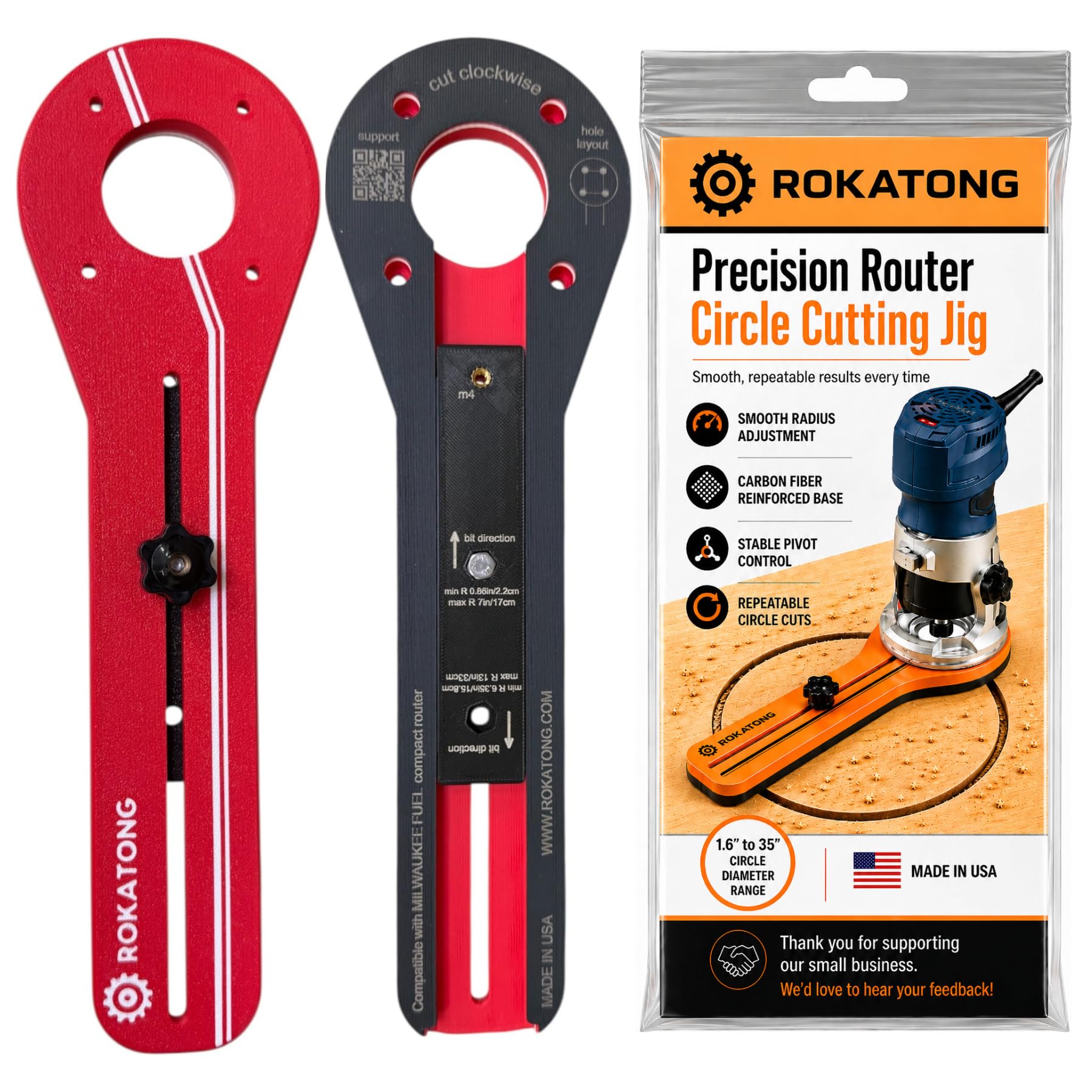 ROKATONG Trim Router Circle Cutting Jig, Made in USA | Compatible