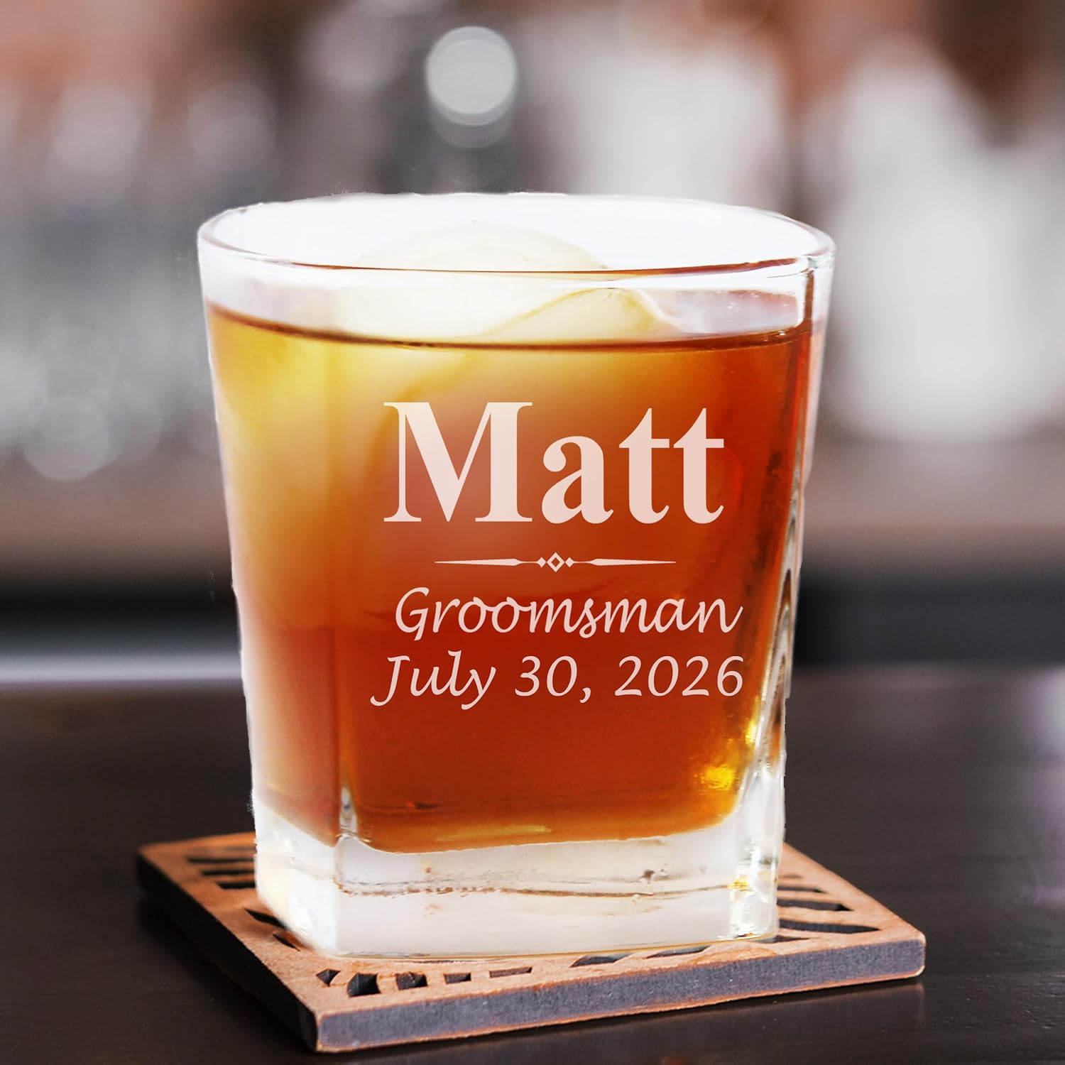 My Personal Memories Set of 1, 4, 5 and More Custom Personalized Whiskey Rocks Glasses for Bachelor Party - Engraved Square Rocks Glass Gifts for Groom, Groomsman - 3-Lines Style (6)