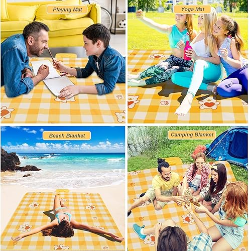 Miniatura 7 de TEASTAR Manta de playa sin arena, impermeable, a prueba de arena, ligera, a prueba de agua, manta de picnic extra grande para viajes, hierba, playa,