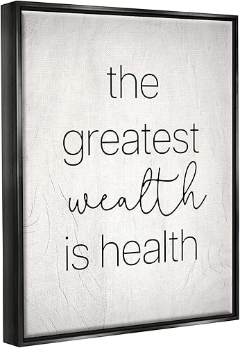 Miniatura 16 de Stupell Industries Greatest Wealth Is Health Phrase - Arte de pared enmarcado flotante, diseño de Lil' Rue Flotador dorado enmarcado