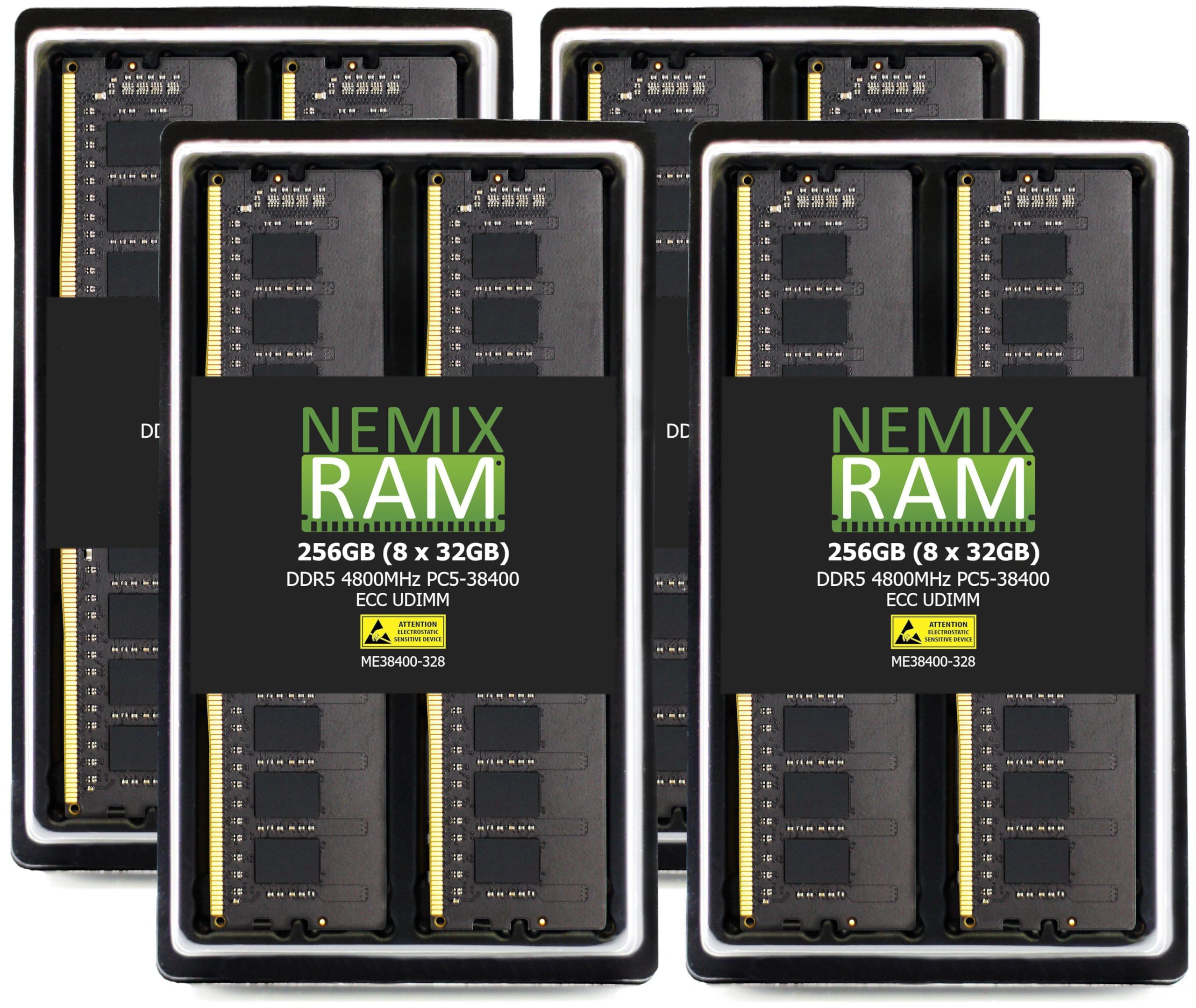 NEMIX RAM 256GB (8X32GB) DDR5 4800MHz PC5-38400 2Rx8 1.1V CL40 288