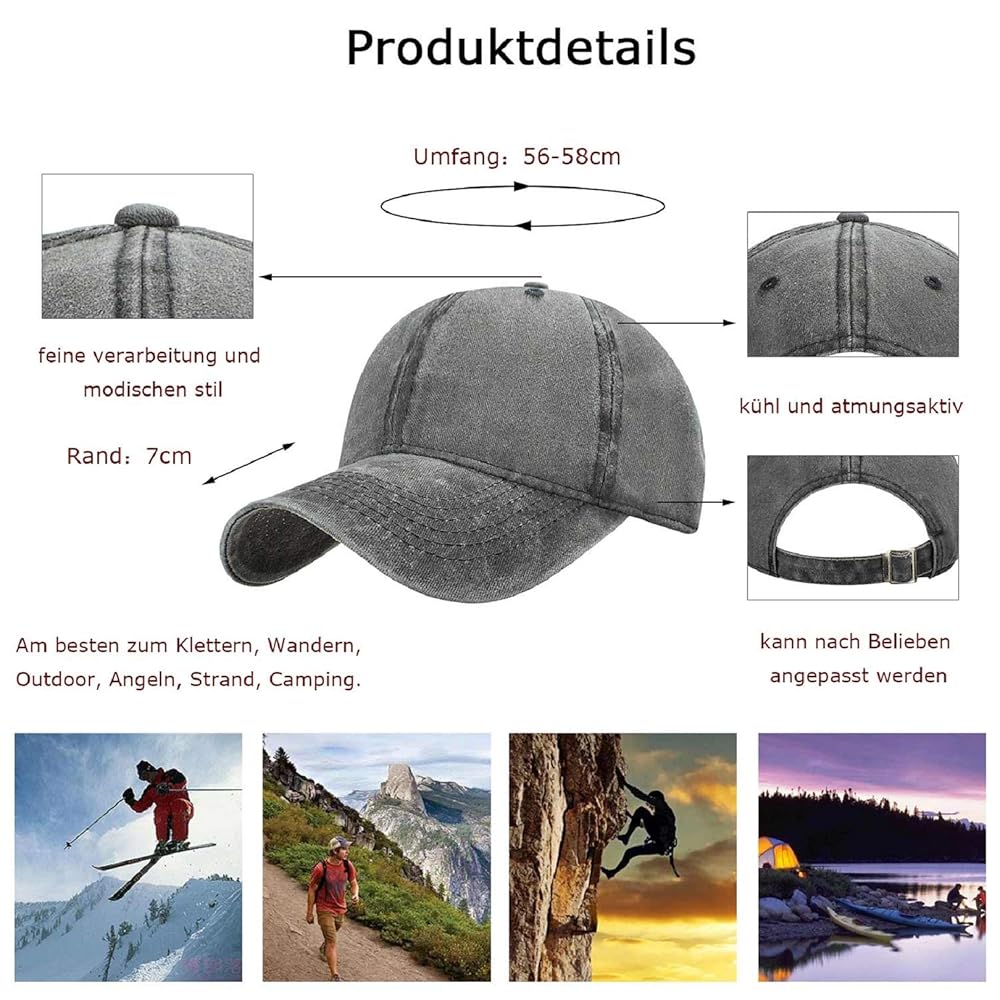 Voqeen Unisex Baseball Cap Washed Cotton Vintage Classic