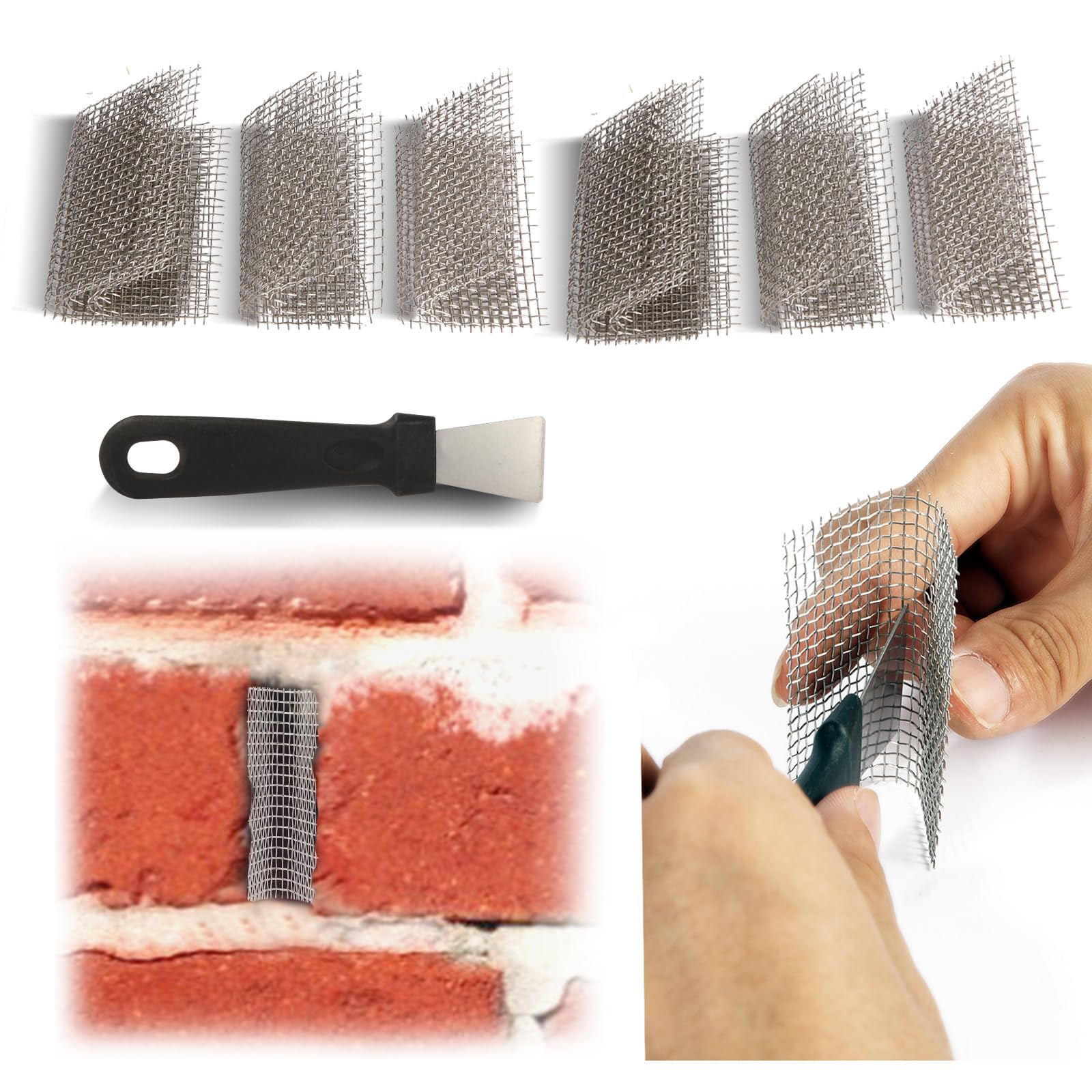 60 Pieces Stainless Steel Weep Hole Covers for Brick Wall, 2.75 Inch Brick Hole Filler, Bended Window Weep Hole Covers to Stop Mice, Wasps, Lizards, Snakes, Scorpions, and More