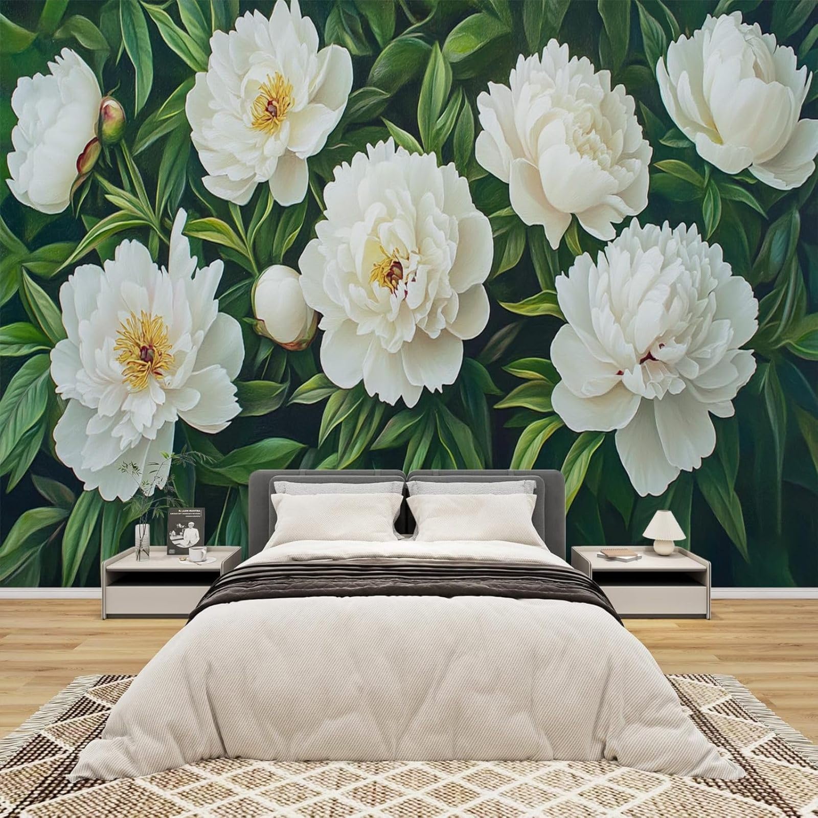 Hgjdjhnf 3D Mural Photo Mural - Wallpaper Peonies Large Flowers Modern Wall Living Room Bedroom Children's Room Wall Decoration Motif,400Cmx280cm Poster - Wall Sticker - Frameless Picture