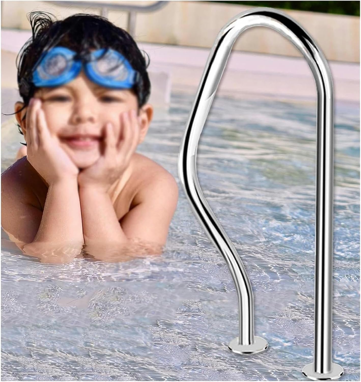 Swimming Pool Handrail, 304 Stainless Steel Underground Swimming Pool Stainless Steel Swimming Pool Handrail for Indoor and Outdoor Swimming Pools Spa Water Park