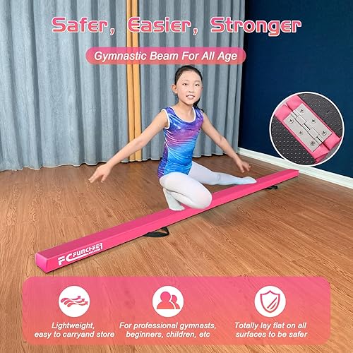 Miniatura 59 de Viga de equilibrio plegable, viga de suelo para gimnasia, equipo de gimnasia para niños, base de madera, fondo antideslizante y bolsa de transporte