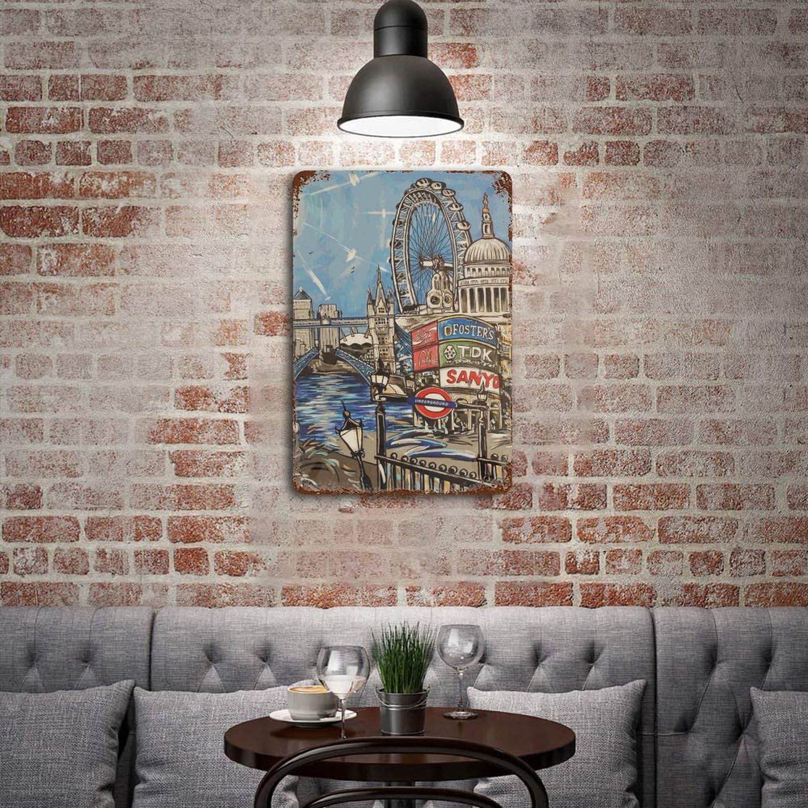 Amazon.co.jp: ブリキ看板 ロンドンの風景画 レトロ看板 サインボード