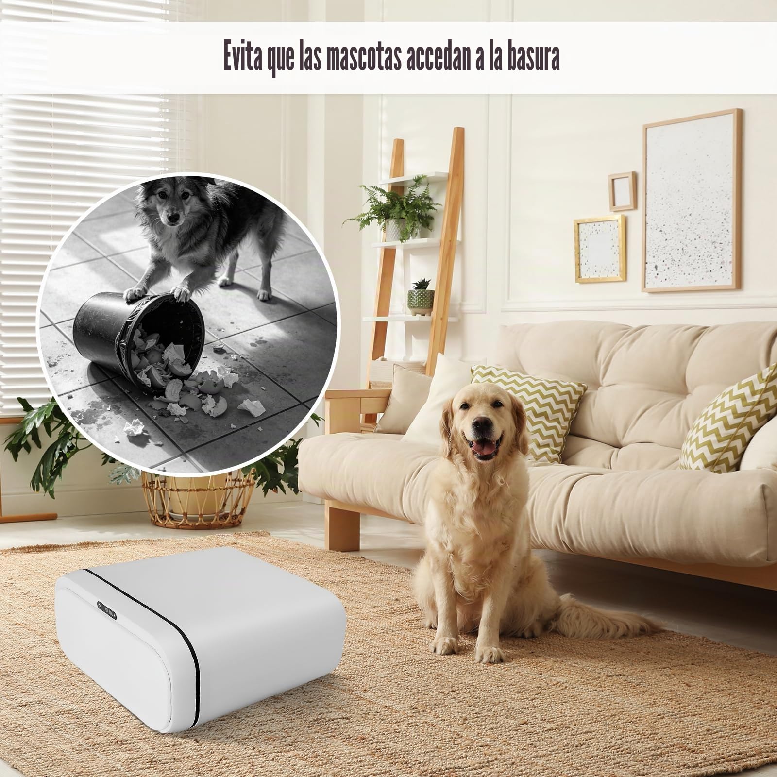2 Papelera Baño,15 L Cubo Basura Automatico con Sensor de movimiento | Papelera Negra Blanco con Tapa ,a Prueba de Agua IPX5 para Cocina, Oficina, Sala de Estar