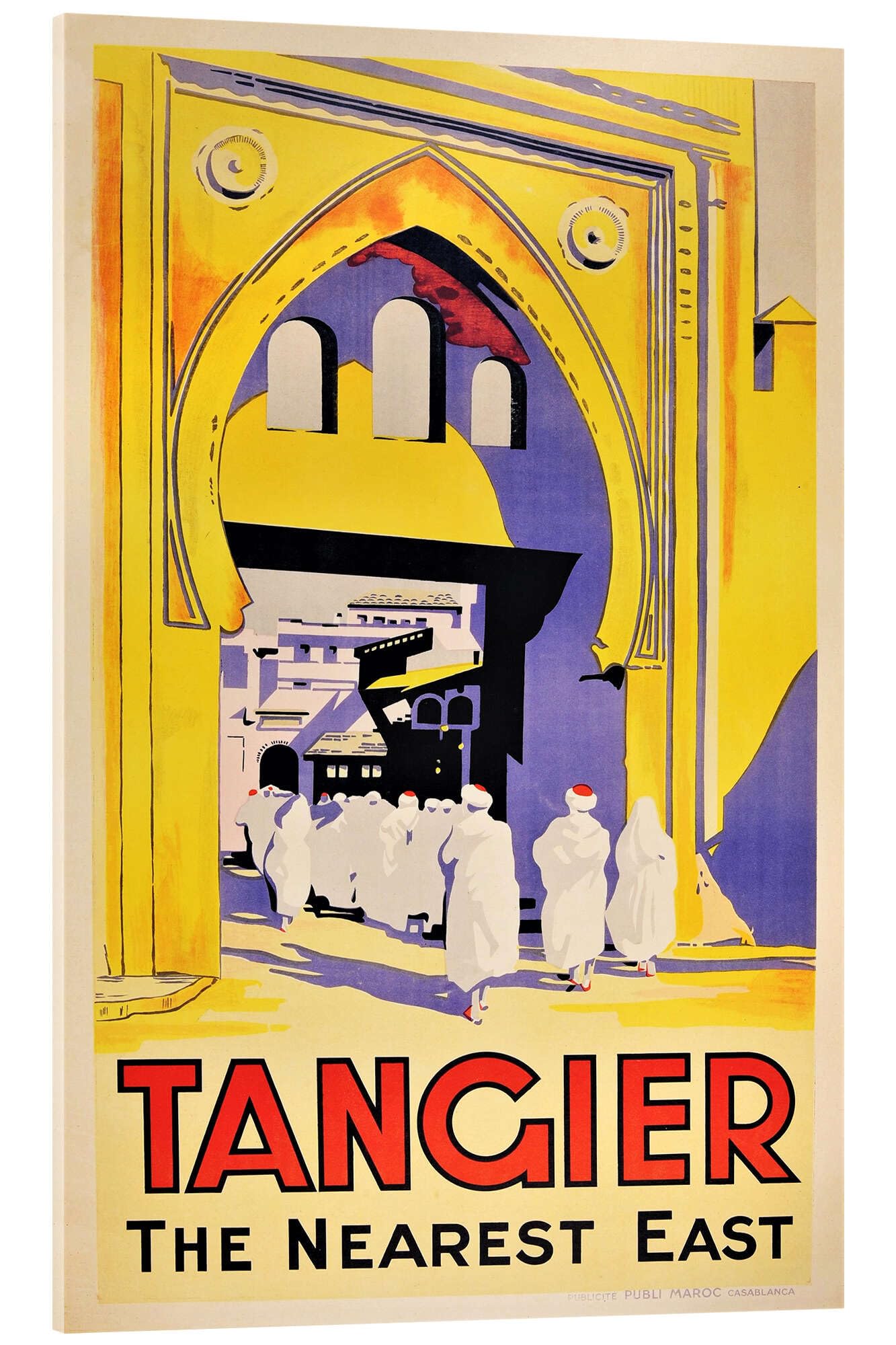 Posterlounge Tánger, el este más cercano (inglés) Cuadro de metacrilato | 70 x 100 cm de Vintage Travel Collection Amarillo Cuadros Decoración para la pared