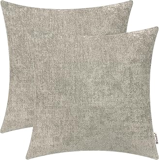 BRAWARM Throw Pillow Covers 20x20 Inches - Taupe Chenille Pillow Covers Pack of 2, Solid Dyed Soft Chenille Pillow Cases for Couch Sofa Bed Home Decoration