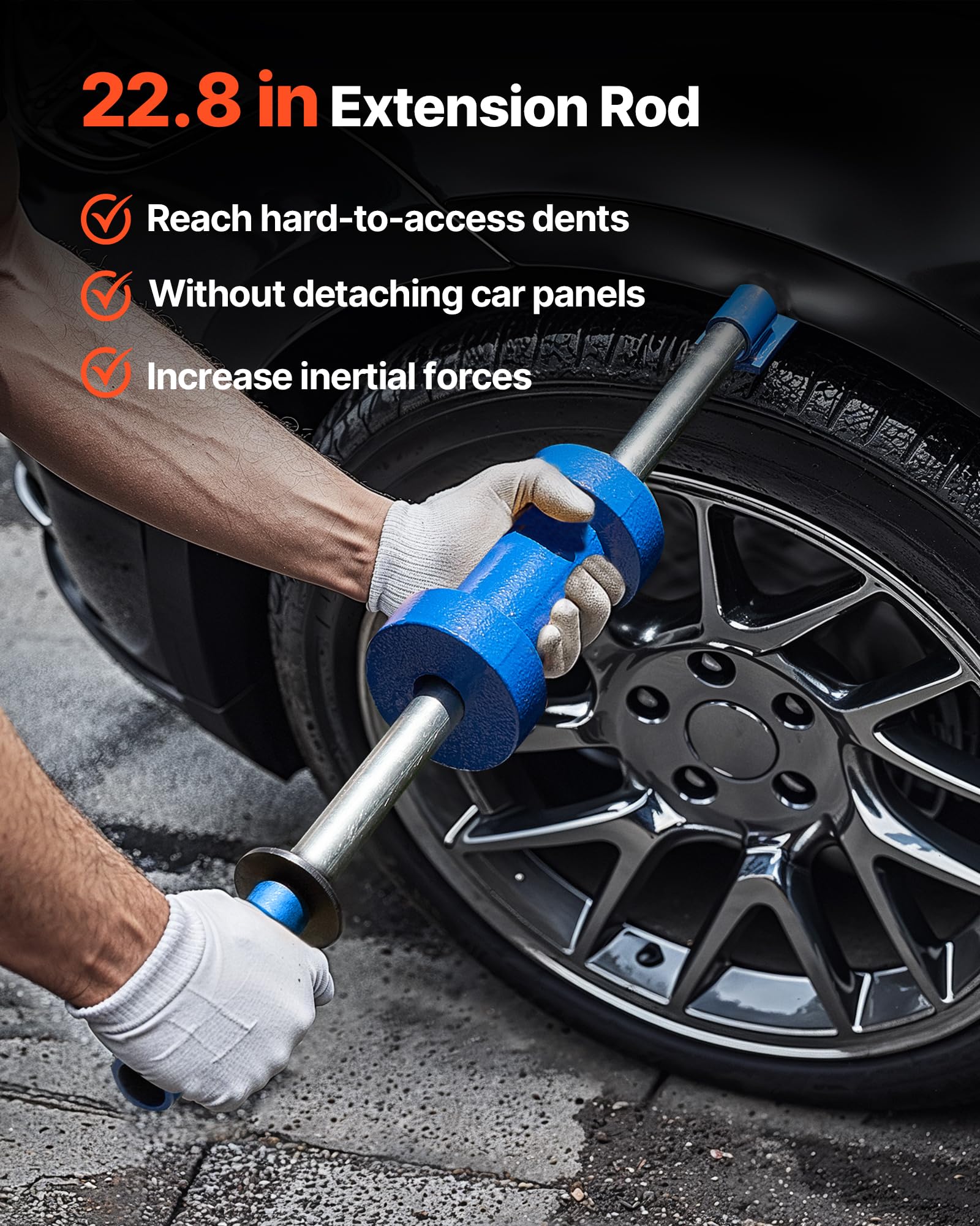 VEVOR Kit di Estrazione Ammaccature, con Martello Scorrevole da 5,89 kg, Strumento di Rimozione Danni Automobilistici per Riparazione Carrozzeria con Custodia, Asta di Prolunga, Impugnatura