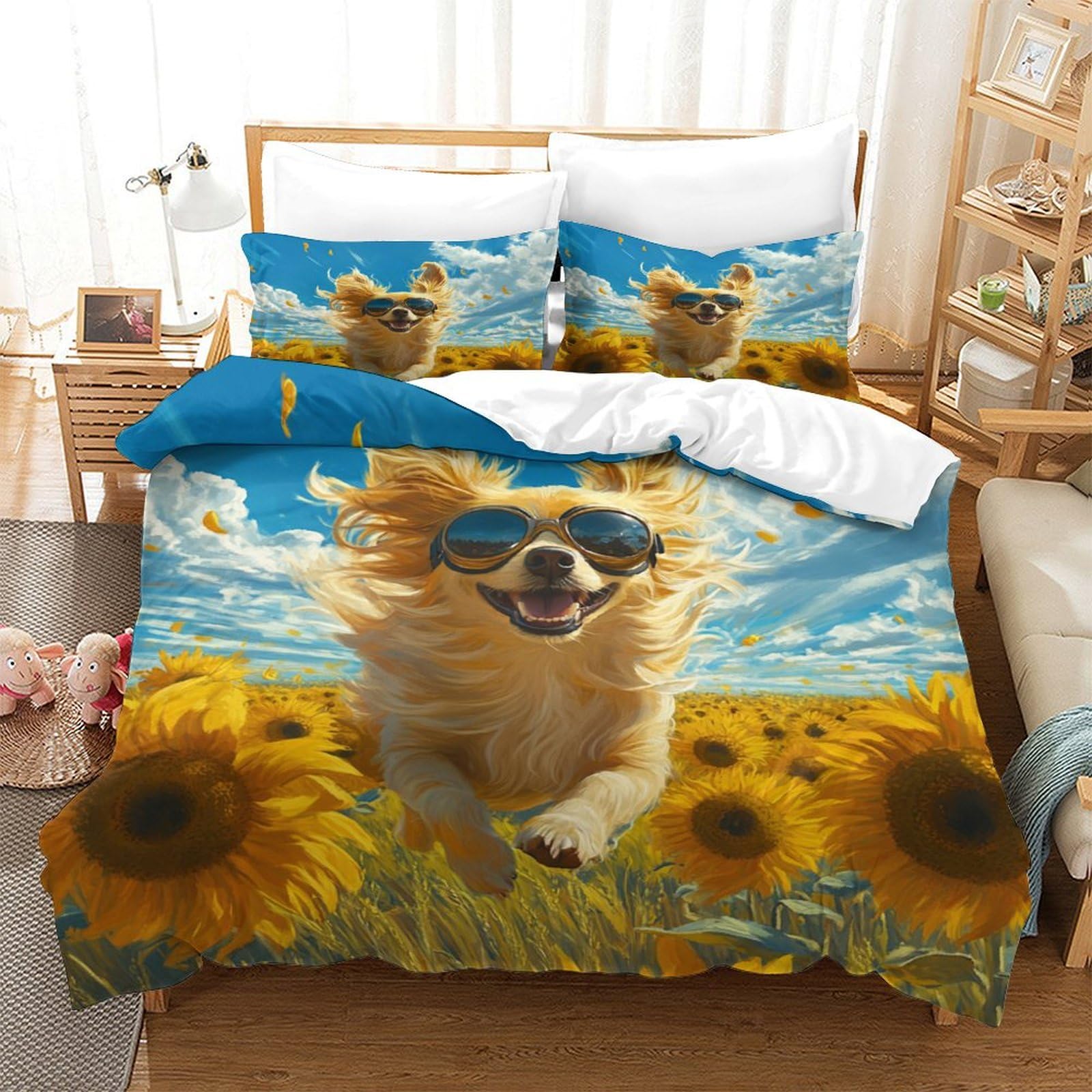 Housse de couette 140x200 Chien Papillon pour chambre enfant