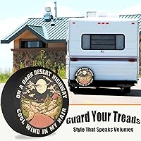 Vista 2 de Cubierta de neumático de repuesto, paisaje de viento del desierto, resistente a la intemperie, a prueba de polvo, ajuste universal para remolque