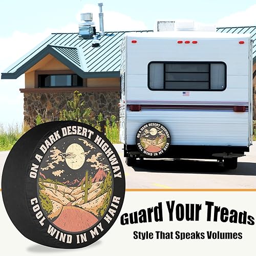 Miniatura 2 de Cubierta de neumático de repuesto para caravana, paisaje de viento del desierto, remolque, camión, remolque, SUV, RV, universal, se adapta a 14