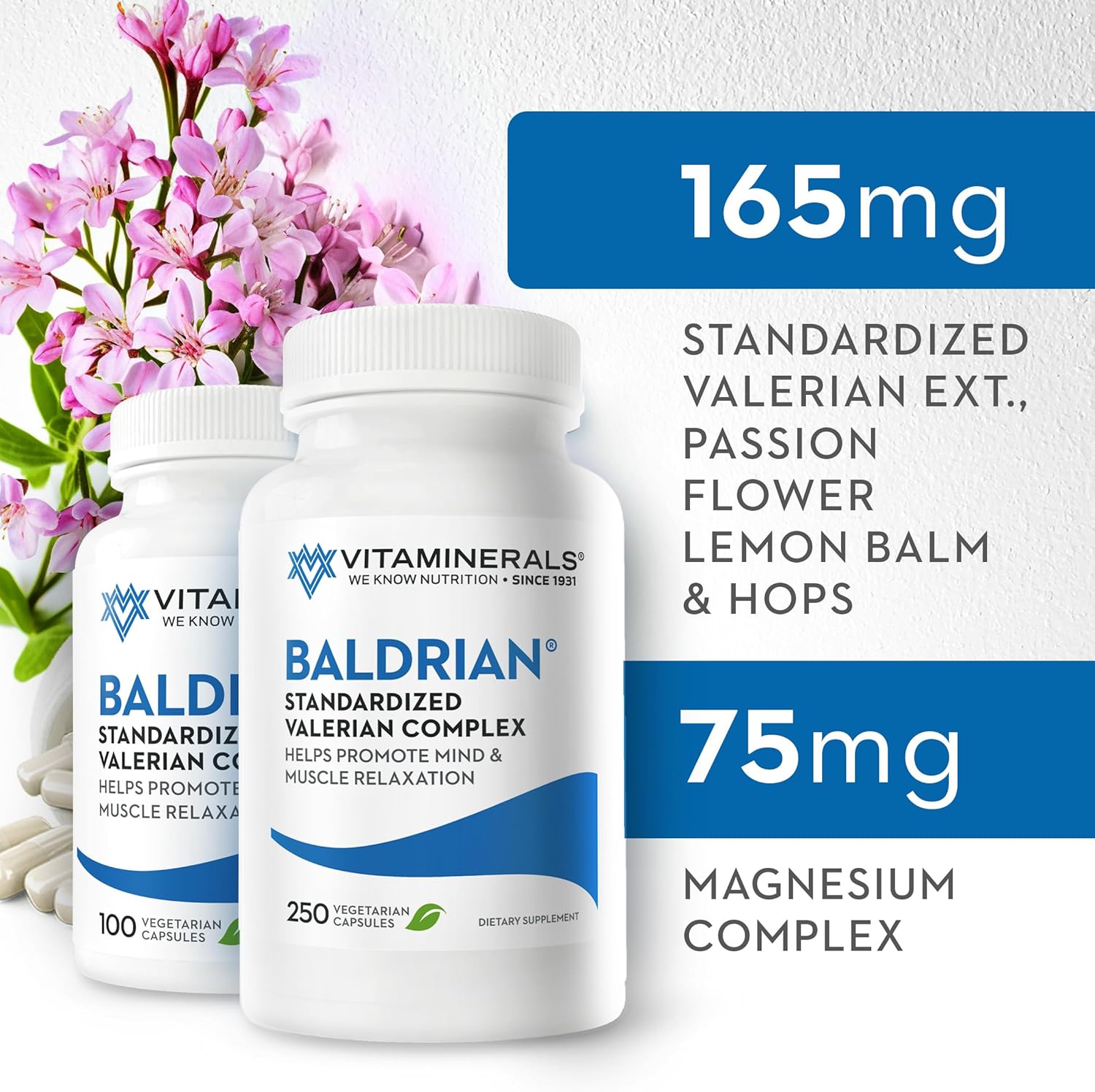 Vitaminerals 33 Baldrian® Original Natural Relaxing Support Standardized Valerian (250)