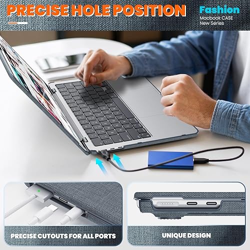Miniatura 14 de DTangLsm Funda rígida resistente para M4 MacBook Air de 15 pulgadas 2025 2024 2023 M4 M3 M2 A3241 A3114 A2941, resistente carcasa rígida resistente