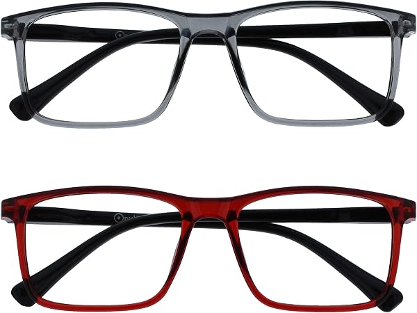 Opulize Ink 2 Pacco Occhiali Da Lettura Grande Grigio Buio Rosso Uomo Donna  Cerniere Molla RR4-7Z +2,00 : Amazon.it: Abbigliamento