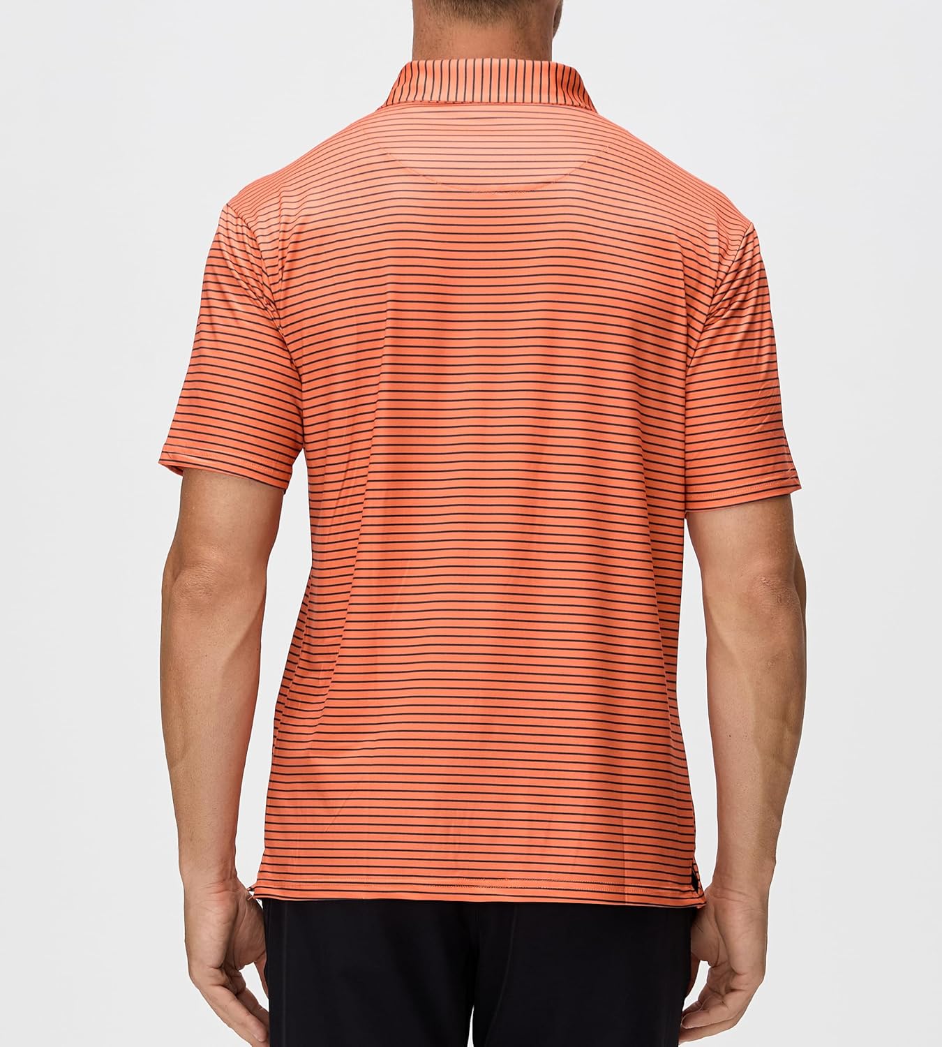 Alex Vando Mens Striped Golf Shirt Moisture Wicking Quick-Dry Sports Polo Shirts