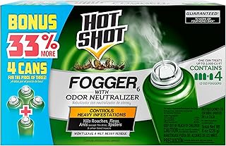 Hot Shot Fogger With Odor Neutralizer, Kills Roaches, Ants, Spiders & Fleas, Controls Heavy Infestations, 24 Count, 2 Ounce