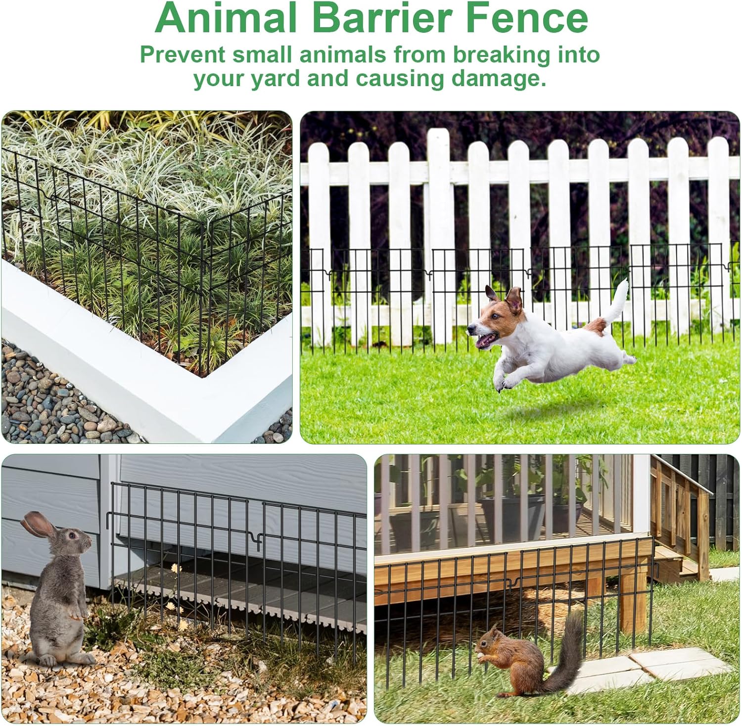 20 Panels Animal Barrier Fence, 27ft (L) X13in (H) No Dig Garden Fence for Dog Rabbit, 1.17in Gap Rustproof Metal Stakes Decorative Garden Fencing,Ground Defense Border Fence for Outdoor,Yard,Patio