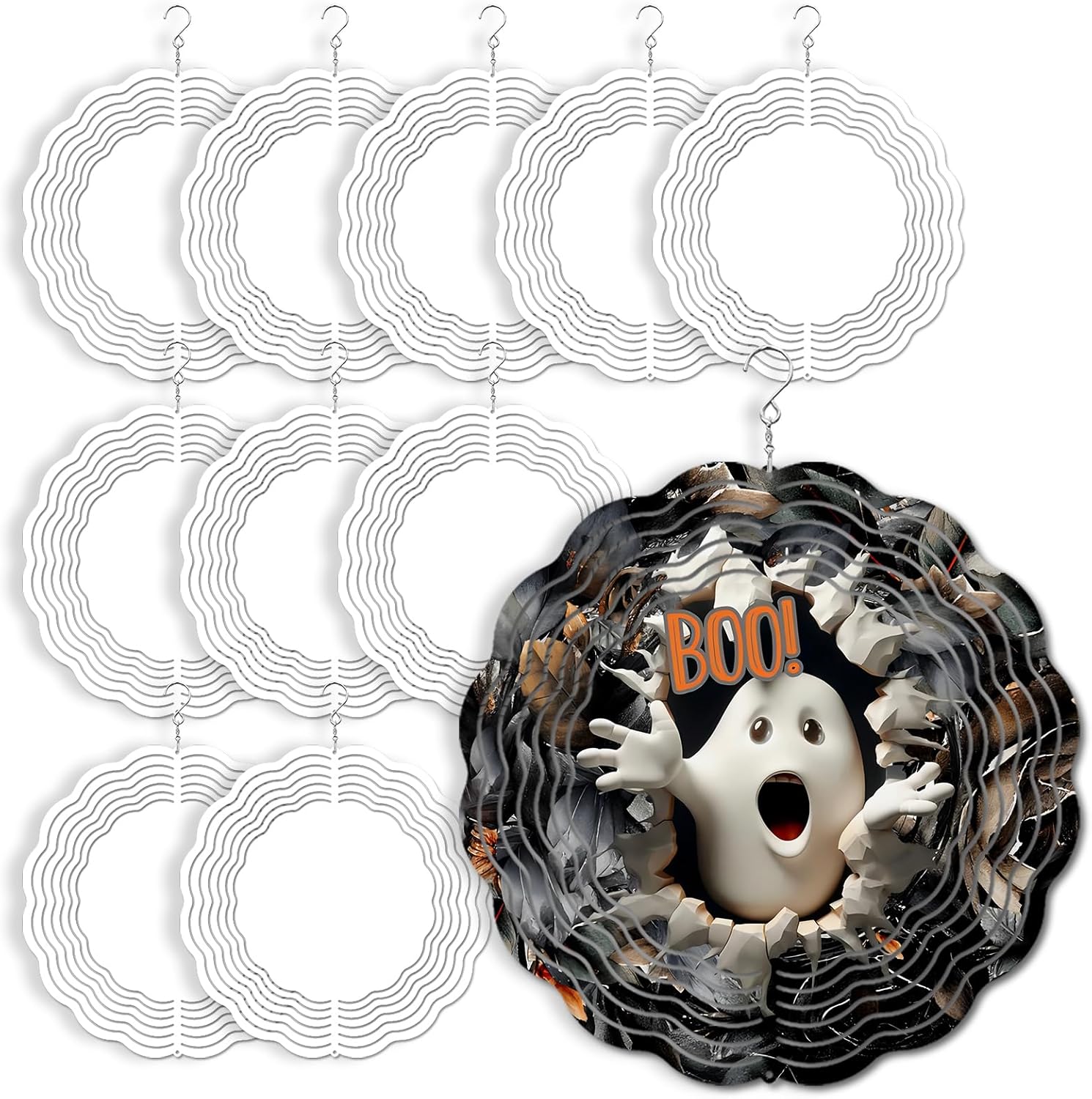 10 Pack 10 inch Wind Spinner Blanks, 2 Sided Printable Stainless Steel Metal Wind Powered Kinetic Sculpture for Yard and Garden