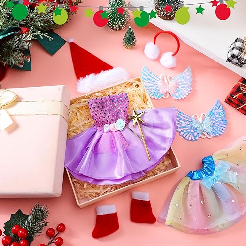 Miniatura 71 de Kacctyen 12 piezas de accesorios de Navidad incluyen muñeca de Navidad, saco de dormir, suéter, delantal, sombrero de chef, bufanda, orejeras