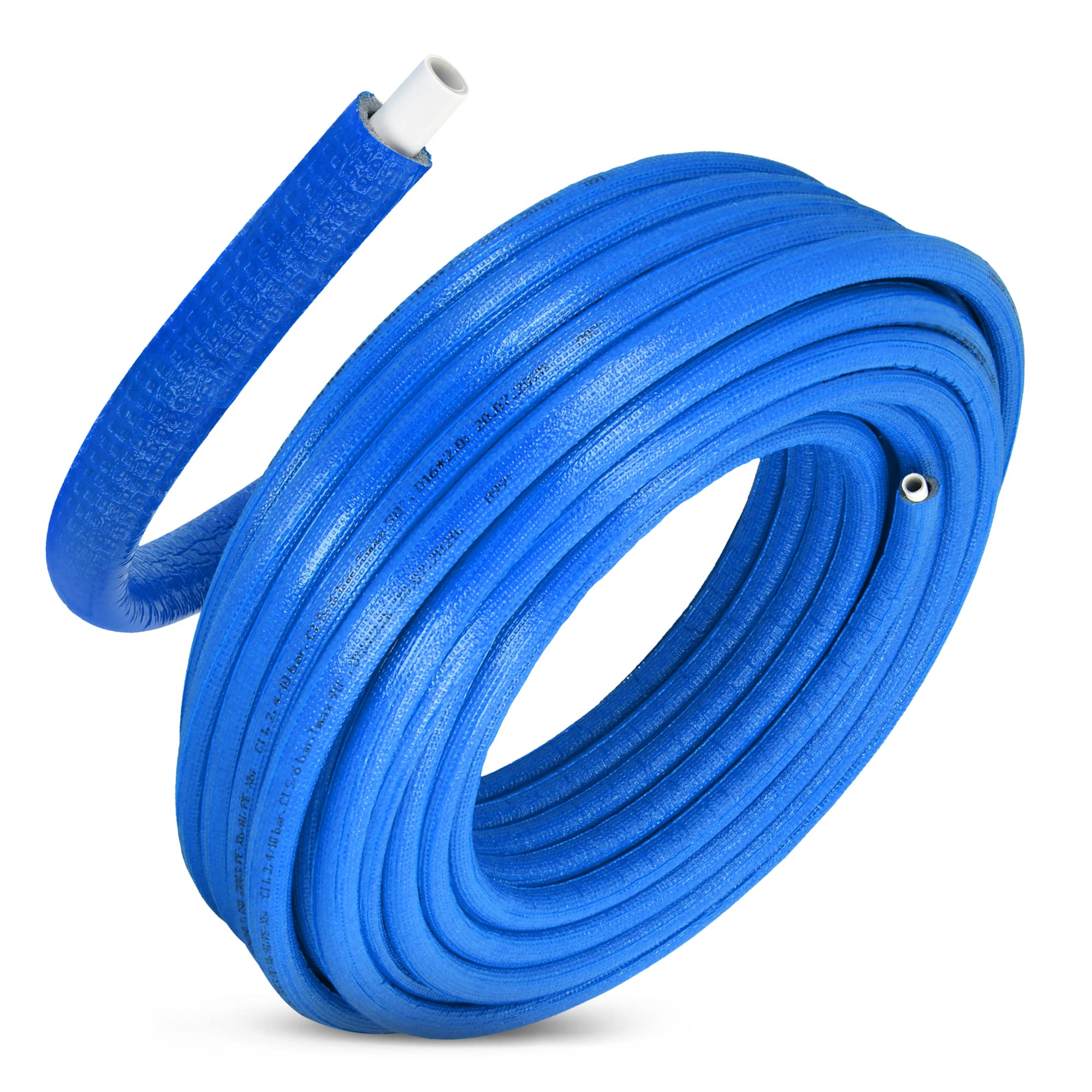 Vorisoliertes PEX/AL/PEX-Rohr Polyethylen-Ummantelung Stark Langlebig 16 x 2 mm Blau 50 m Wasserversorgungs-Heizsysteme