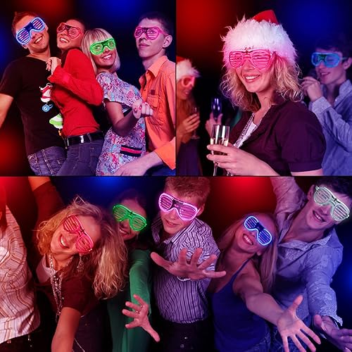 Miniatura 5 de Gafas LED de neón que brillan en la oscuridad, suministros de fiesta para niños y adultos, paquete de 152430 unidades