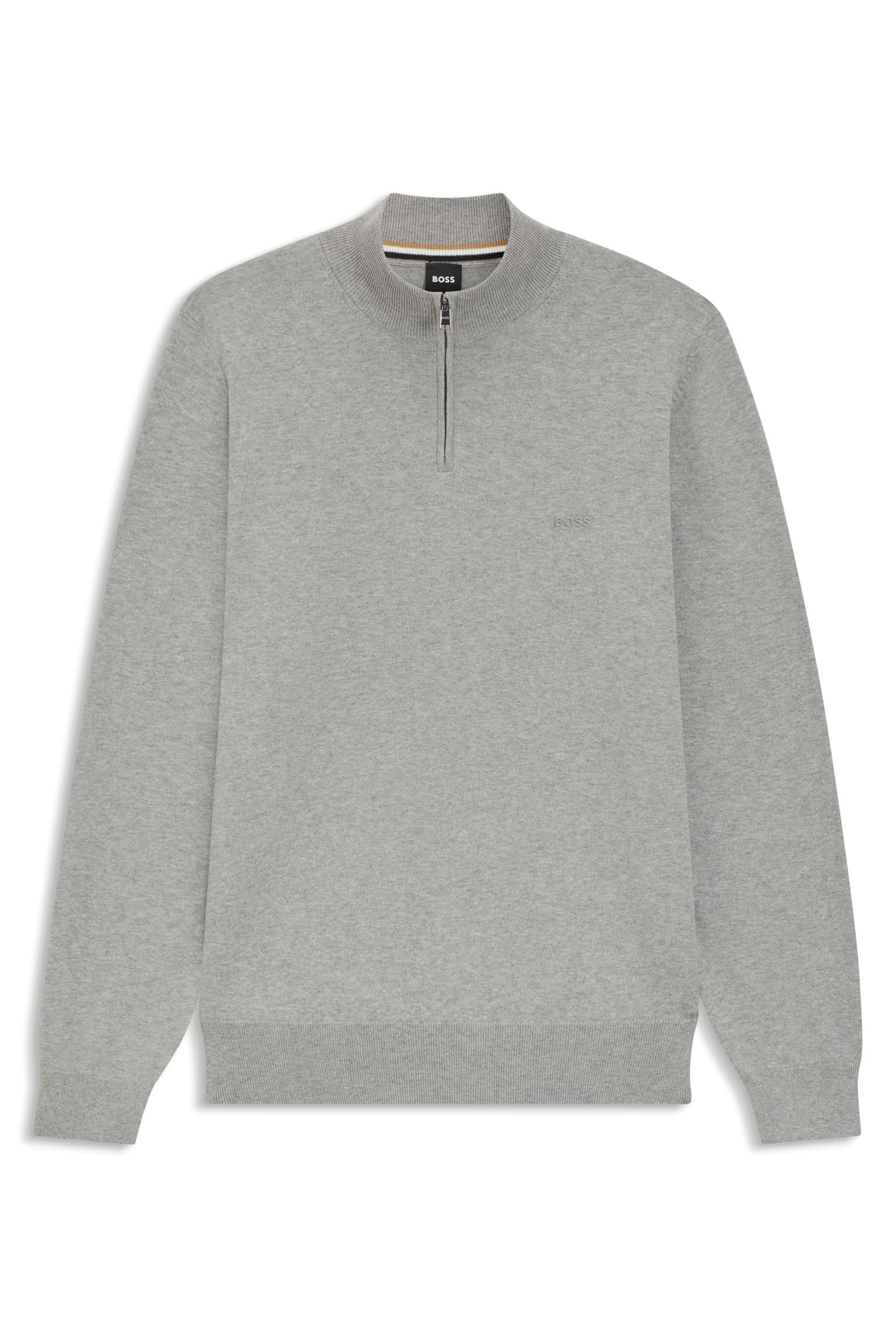 BOSS Herren Padro-L Strickpullover aus Baumwolle mit Reißverschluss am Kragen