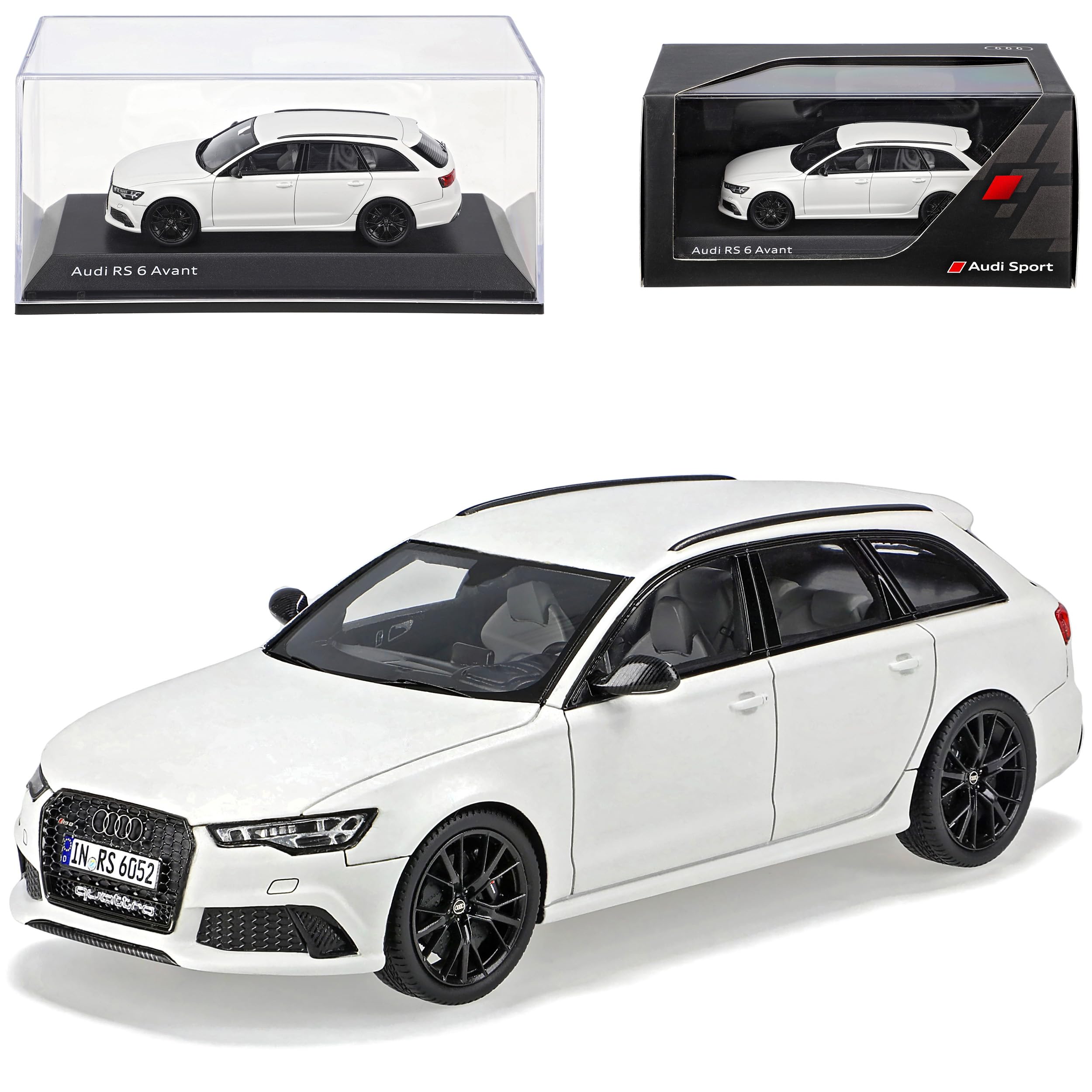 Spark A*u*d*i A6 RS6 C7 Avant Kombi Gletscher Weiss Ab 2013 1/43 Modell Auto mit individiuellem Wunschkennzeichen