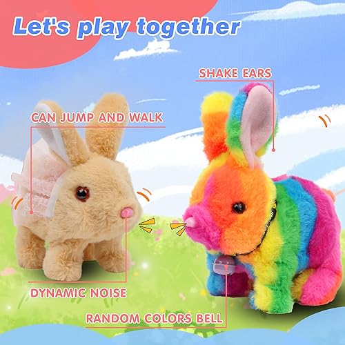 Miniatura 4 de Hopearl - Conejo saltarín con campana, interactivo, mascota electrónica de peluche con sonidos y movimientos, orejas que se mueven y nariz que se