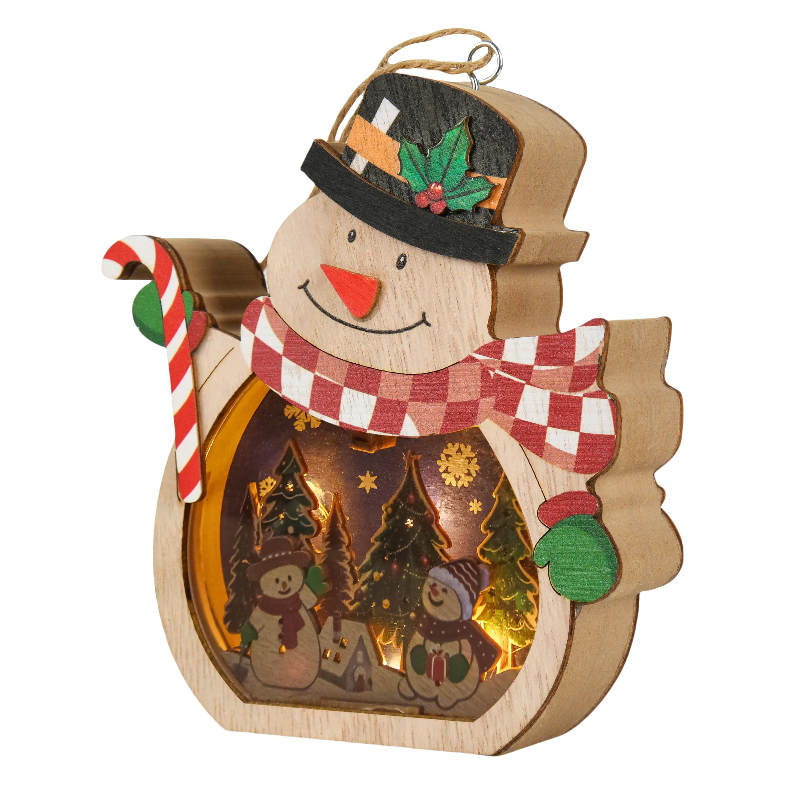 Bonhomme de neige DEL bois pour éclairer un salon sombre