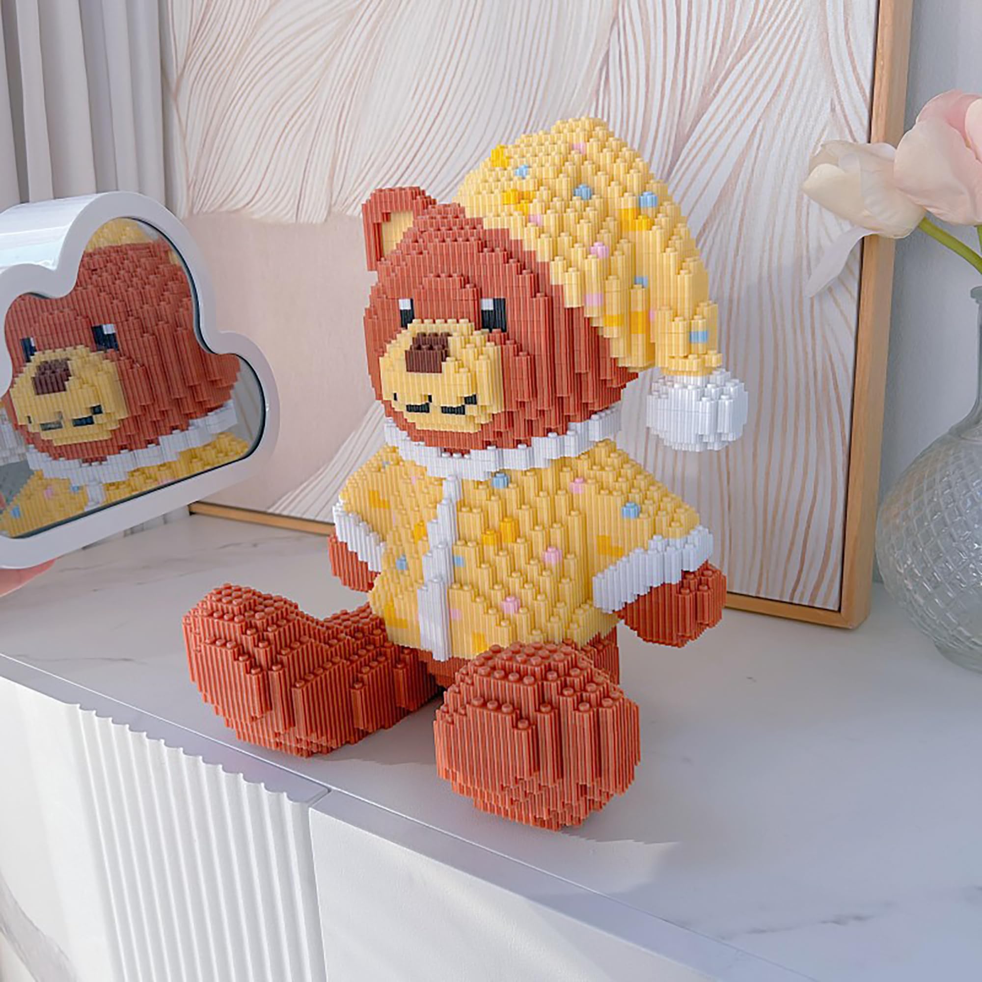 Micro Bloques de Construcción, 1800 Piezas Oso de Pijama Bloques de Sujeción Modelo Kit de Construcción, DIY Mini Modular Bloques de Construcción Arquitectura Modelo de Juguete, Regalo para