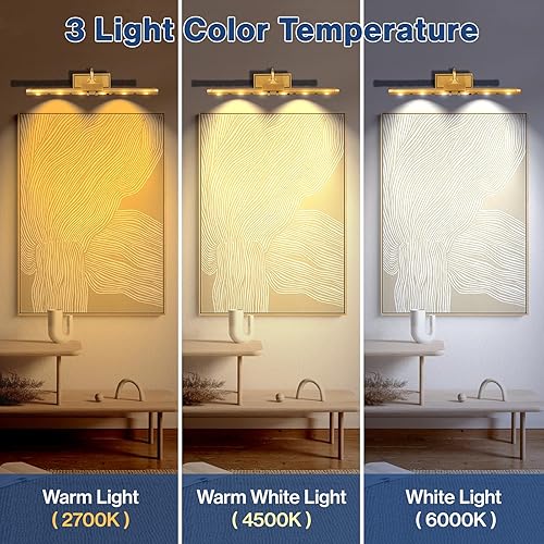 Miniatura 2 de Luces de imagen recargables con control remoto, luz RGB regulable de 16 pulgadas para pinturas, luz de imagen inalámbrica con temporizador para