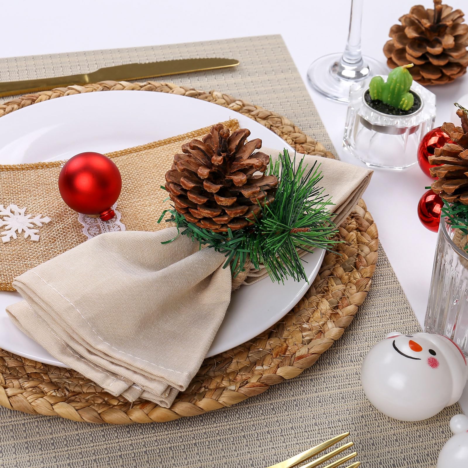 Juego de 6 servilleteros hechos a mano con diseño de piña de piña de granja para decoración de mesa de otoño, boda, día de Acción de Gracias, Navidad (piña)